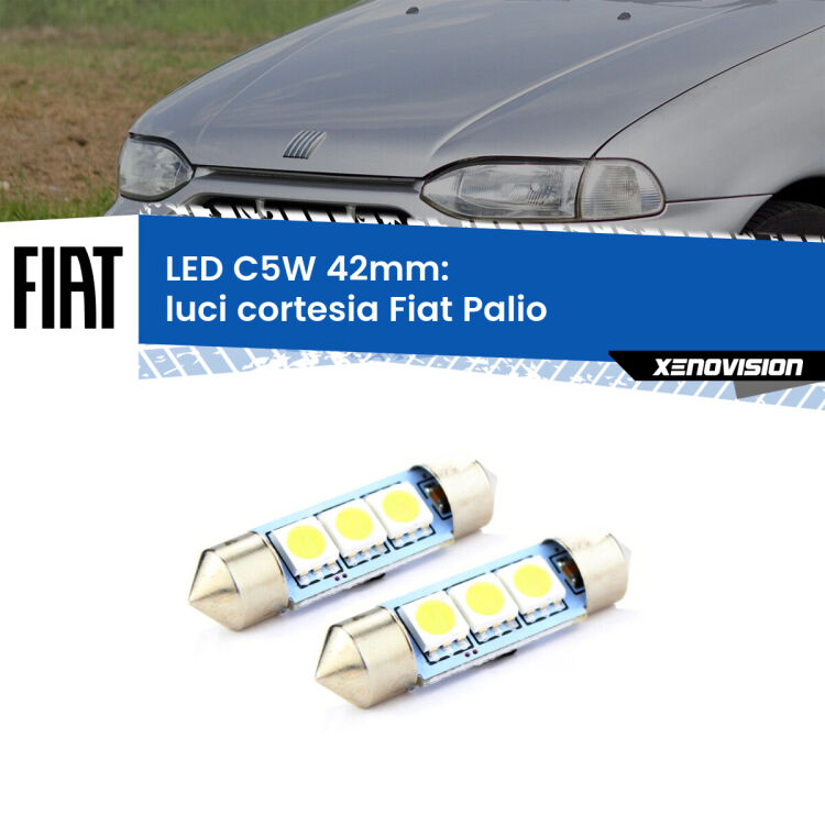 <strong>Luci Cortesia LED per Fiat Palio</strong>  anteriori. Coppia lampade <strong>C5W</strong> 42mm estremamente longeve.