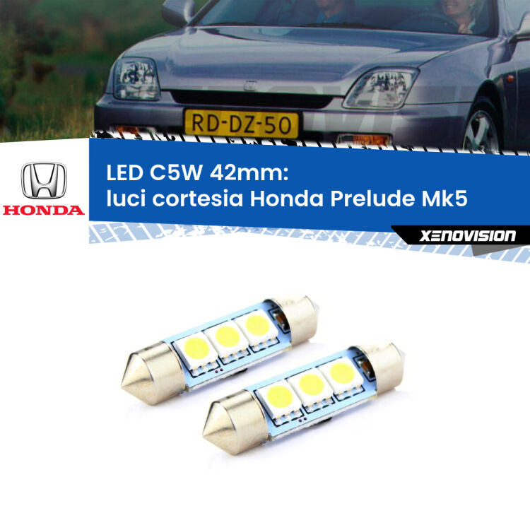 <strong>Luci Cortesia LED per Honda Prelude</strong> Mk5 1996 - 2000. Coppia lampade <strong>C5W</strong> 42mm estremamente longeve.