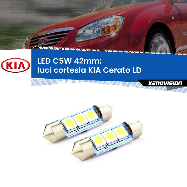 <strong>Luci Cortesia LED per KIA Cerato</strong> LD 2003 - 2007. Coppia lampade <strong>C5W</strong> 42mm estremamente longeve.