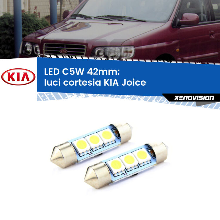 <strong>Luci Cortesia LED per KIA Joice</strong>  2000 - 2003. Coppia lampade <strong>C5W</strong> 42mm estremamente longeve.