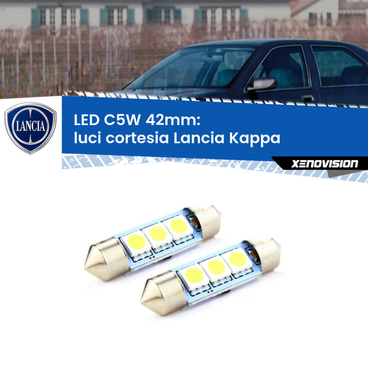 <strong>Luci Cortesia LED per Lancia Kappa</strong>  1994 - 2001. Coppia lampade <strong>C5W</strong> 42mm estremamente longeve.