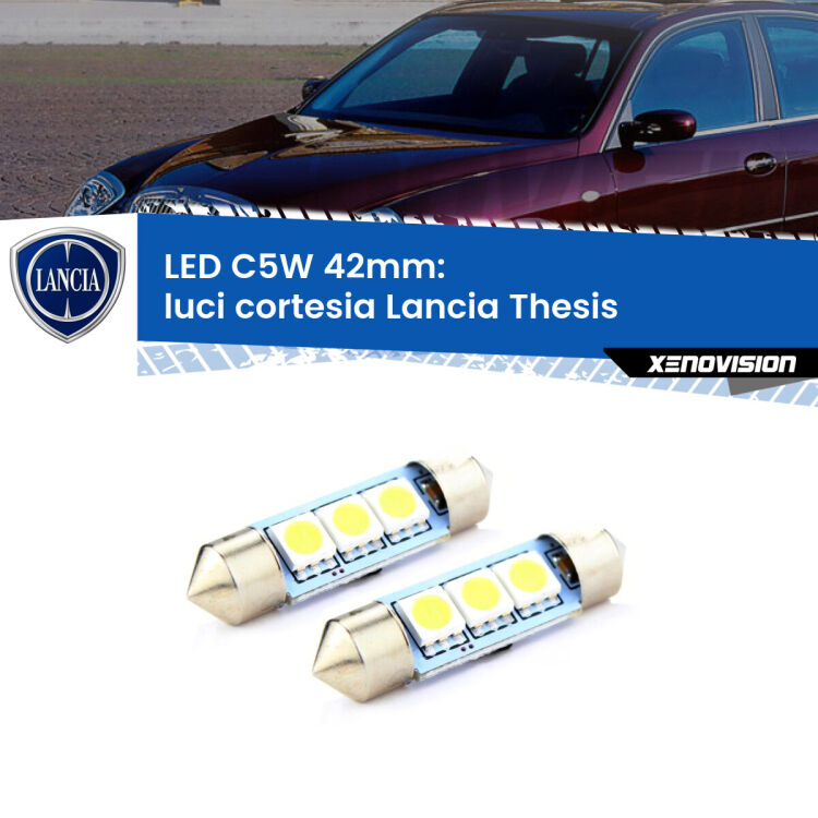 <strong>Luci Cortesia LED per Lancia Thesis</strong>  2002 - 2009. Coppia lampade <strong>C5W</strong> 42mm estremamente longeve.