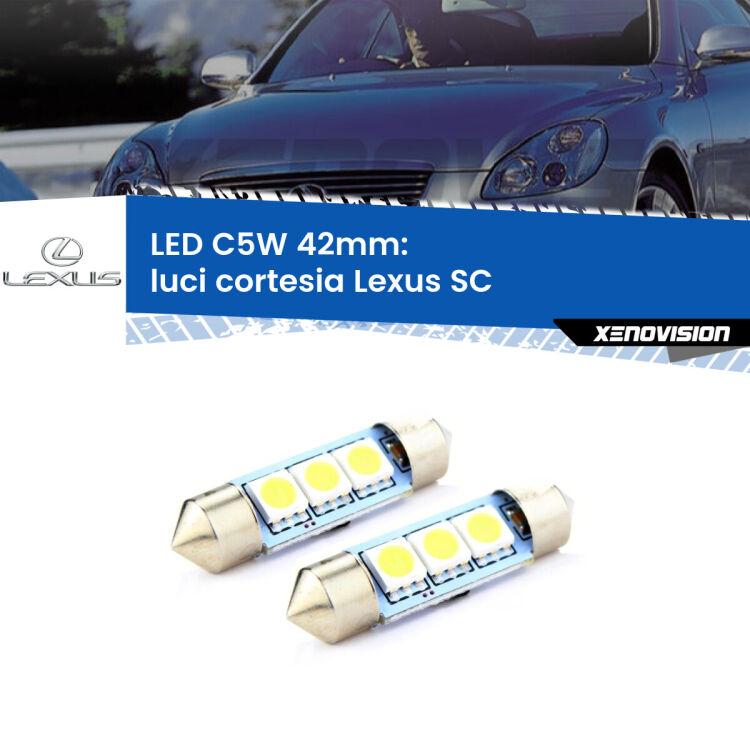 <strong>Luci Cortesia LED per Lexus SC</strong>  2001 - 2010. Coppia lampade <strong>C5W</strong> 42mm estremamente longeve.