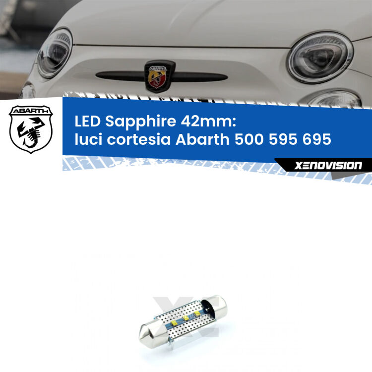 <strong>LED luci cortesia 42mm per Abarth 500 595 695</strong>  2008 - 2022. Lampade <strong>c5W</strong> modello Sapphire Xenovision con chip led Philips.