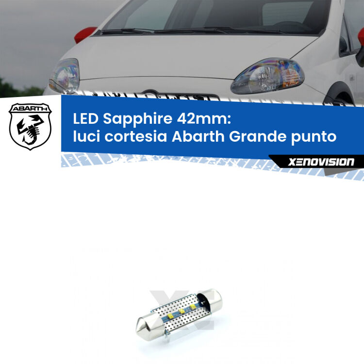 <strong>LED luci cortesia 42mm per Abarth Grande punto</strong>  2007 - 2010. Lampade <strong>c5W</strong> modello Sapphire Xenovision con chip led Philips.