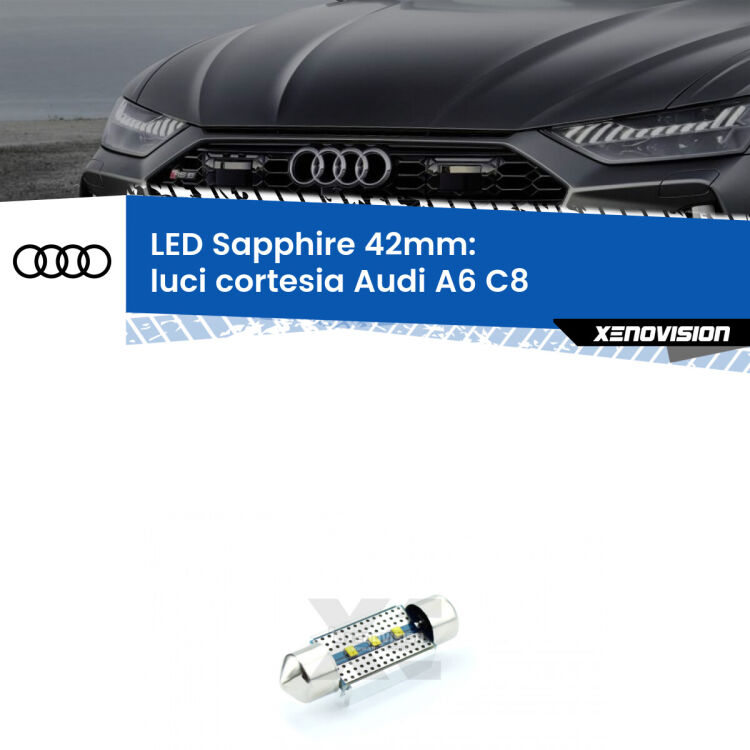 <strong>LED luci cortesia 42mm per Audi A6</strong> C8 2018 in poi. Lampade <strong>c5W</strong> modello Sapphire Xenovision con chip led Philips.