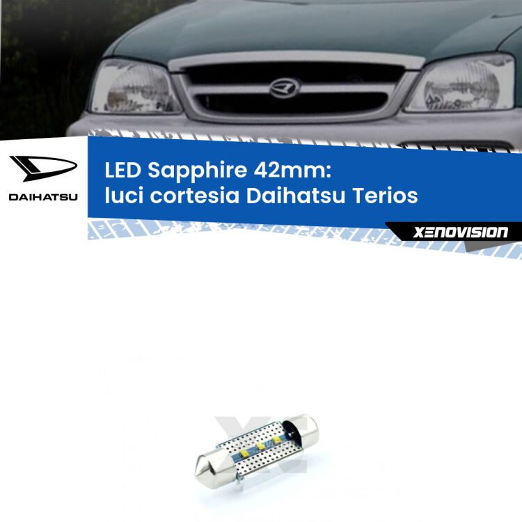 <strong>LED luci cortesia 42mm per Daihatsu Terios</strong>  anteriori. Lampade <strong>c5W</strong> modello Sapphire Xenovision con chip led Philips.