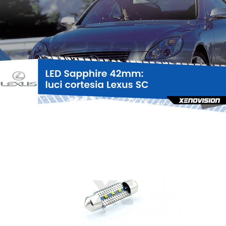 <strong>LED luci cortesia 42mm per Lexus SC</strong>  2001 - 2010. Lampade <strong>c5W</strong> modello Sapphire Xenovision con chip led Philips.