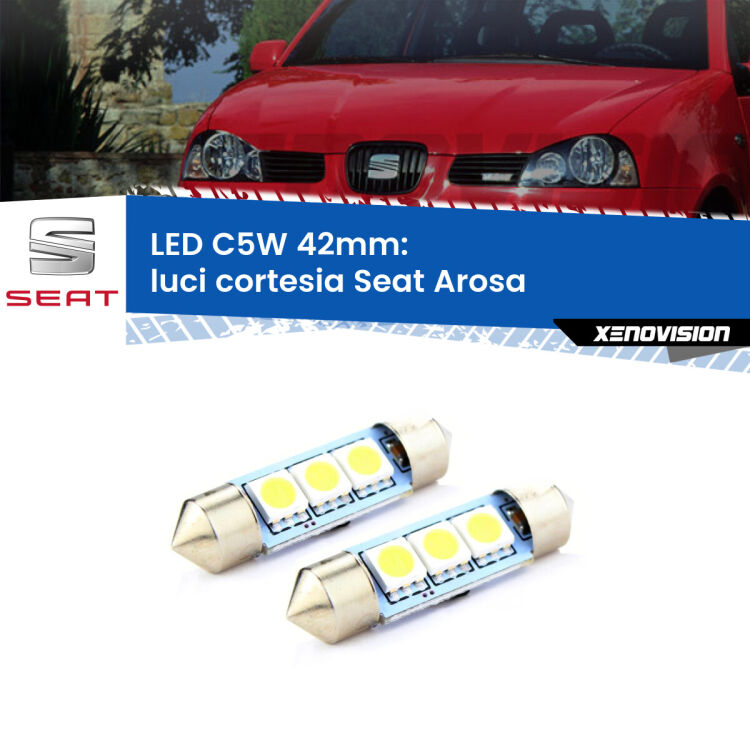 <strong>Luci Cortesia LED per Seat Arosa</strong>  1997 - 2004. Coppia lampade <strong>C5W</strong> 42mm estremamente longeve.