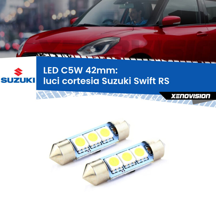 <strong>Luci Cortesia LED per Suzuki Swift</strong> RS 2005 - 2010. Coppia lampade <strong>C5W</strong> 42mm estremamente longeve.