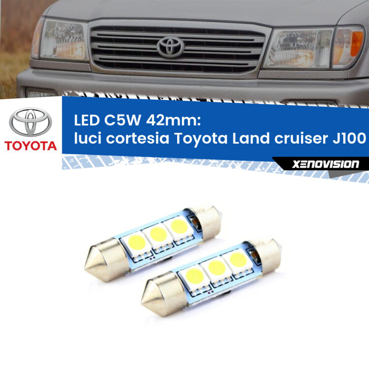 <strong>Luci Cortesia LED per Toyota Land cruiser</strong> J100 1998 - 2007. Coppia lampade <strong>C5W</strong> 42mm estremamente longeve.