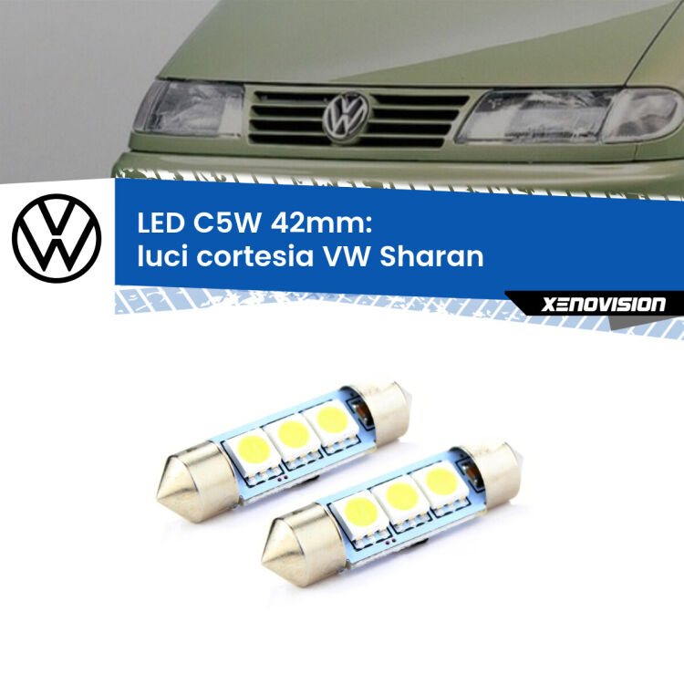 <strong>Luci Cortesia LED per VW Sharan</strong>  anteriori. Coppia lampade <strong>C5W</strong> 42mm estremamente longeve.