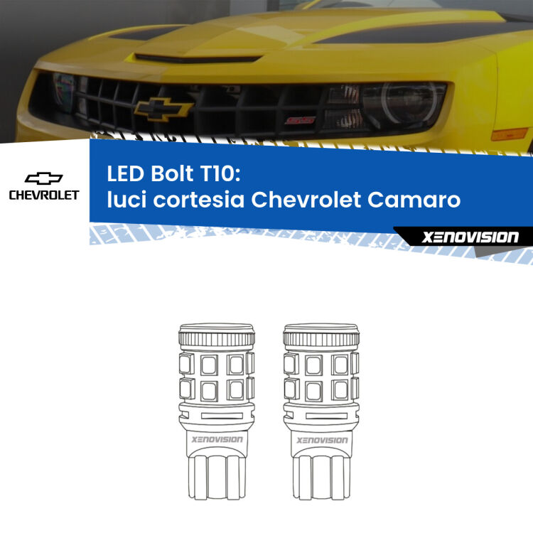 <strong>Luci Cortesia LED per Chevrolet Camaro</strong>  2011 - 2015. Coppia lampade <strong>T10</strong> modello Bolt canbus.