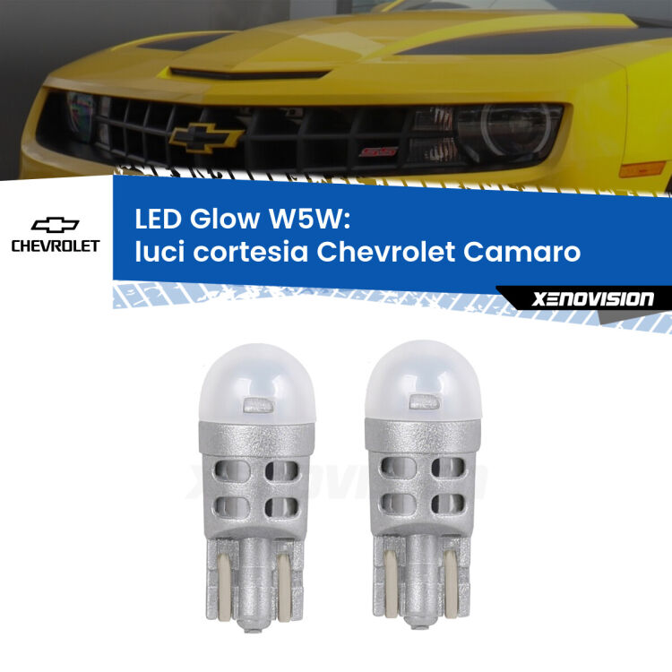 <strong>Luci Cortesia LED luce calda per Chevrolet Camaro</strong>  2011 - 2015. Coppia lampade <strong>W5W</strong> modello Glow di Xenovision.