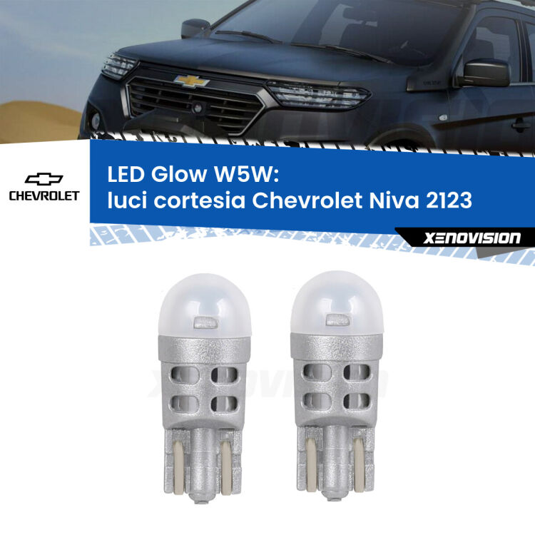 <strong>Luci Cortesia LED luce calda per Chevrolet Niva</strong> 2123 2002 - 2009. Coppia lampade <strong>W5W</strong> modello Glow di Xenovision.