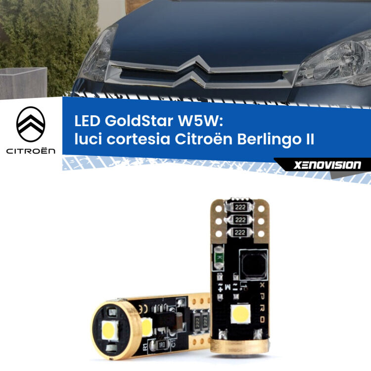 <strong>Luci Cortesia LED Citroën Berlingo</strong> II 2008 - 2017: ottima luminosità a 360 gradi. Si inseriscono ovunque. Canbus, Top Quality.