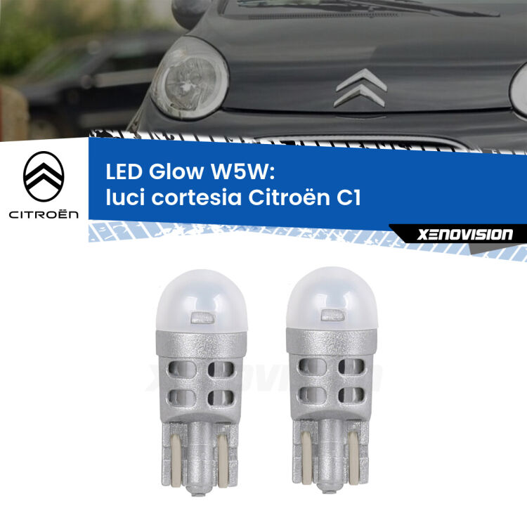 <strong>Luci Cortesia LED luce calda per Citroën C1</strong>  2005 - 2013. Coppia lampade <strong>W5W</strong> modello Glow di Xenovision.