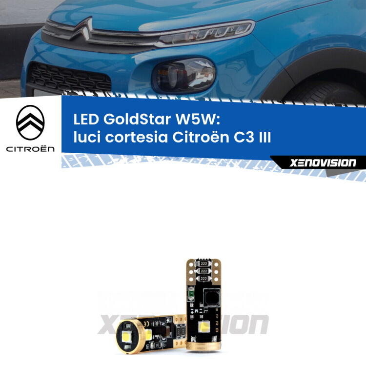 <strong>Luci Cortesia LED Citroën C3</strong> III 2016 in poi: ottima luminosità a 360 gradi. Si inseriscono ovunque. Canbus, Top Quality.