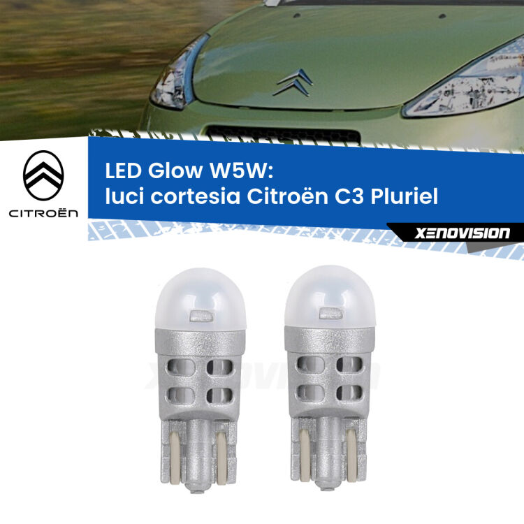 <strong>Luci Cortesia LED luce calda per Citroën C3 Pluriel</strong>  2003 - 2010. Coppia lampade <strong>W5W</strong> modello Glow di Xenovision.