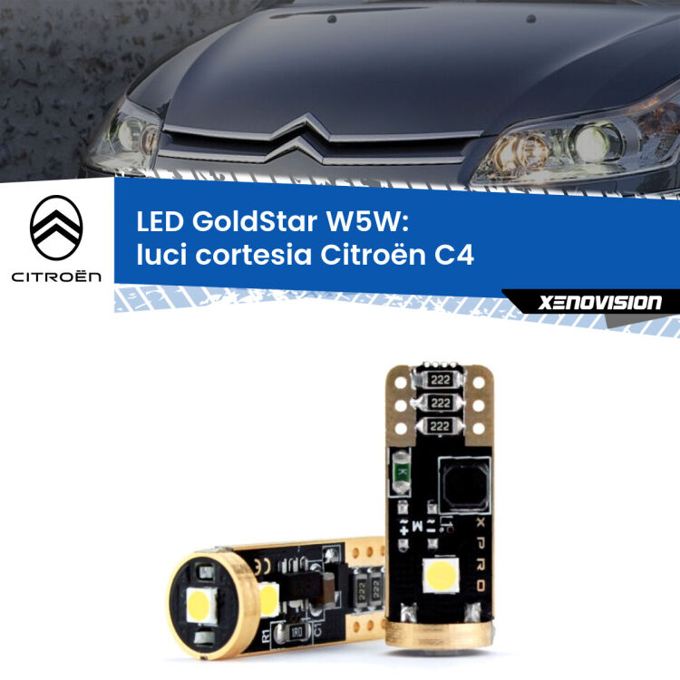 <strong>Luci Cortesia LED Citroën C4</strong>  2004 - 2011: ottima luminosità a 360 gradi. Si inseriscono ovunque. Canbus, Top Quality.