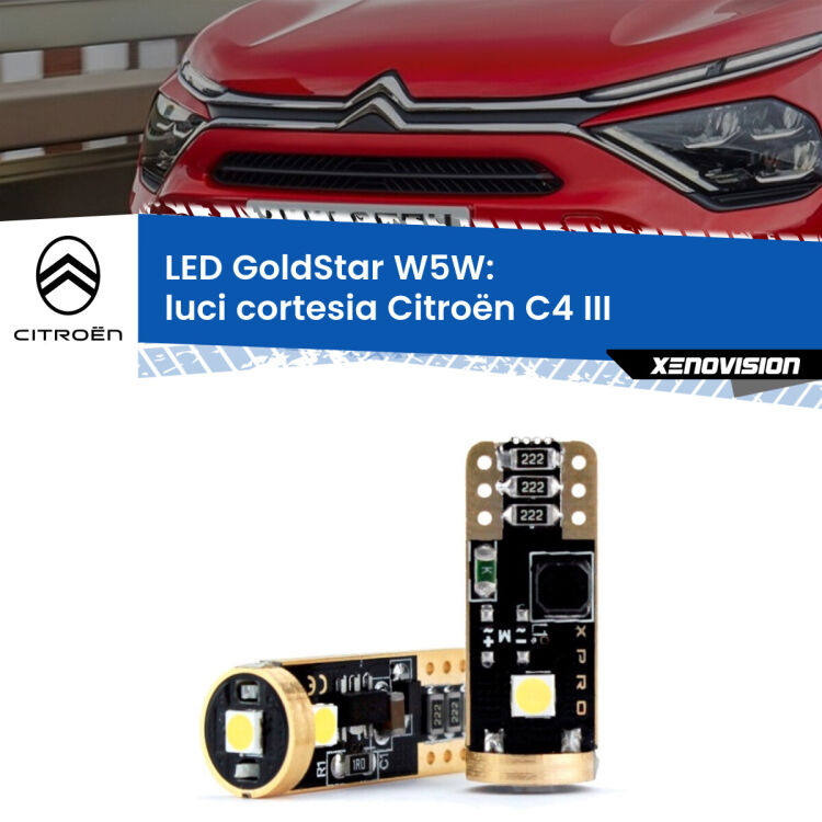 <strong>Luci Cortesia LED Citroën C4</strong> III 2020 in poi: ottima luminosità a 360 gradi. Si inseriscono ovunque. Canbus, Top Quality.