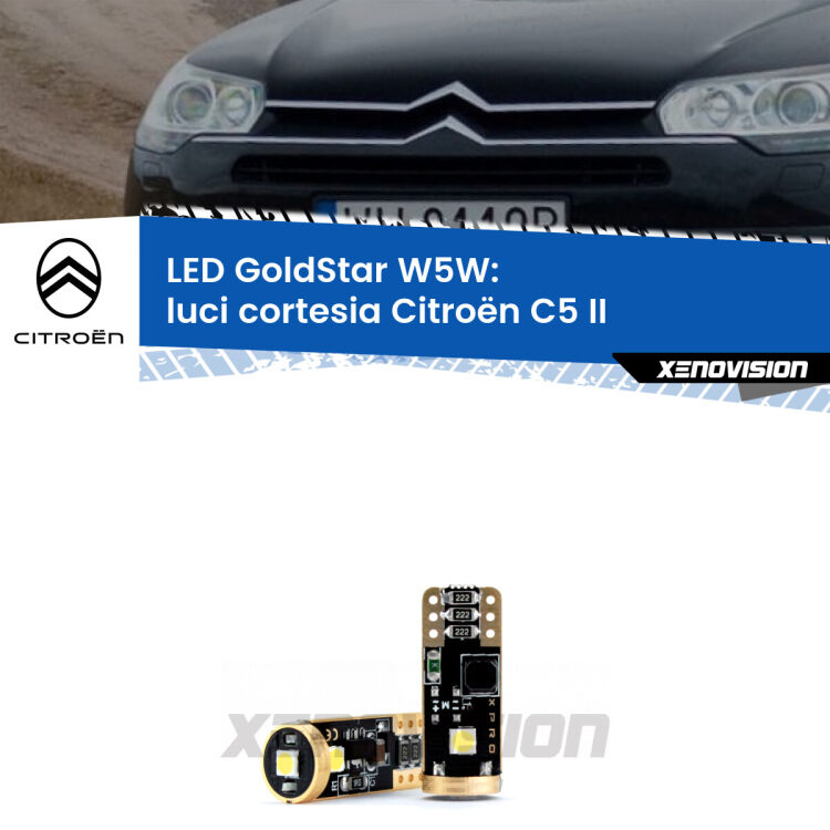 <strong>Luci Cortesia LED Citroën C5</strong> II 2008 - 2014: ottima luminosità a 360 gradi. Si inseriscono ovunque. Canbus, Top Quality.