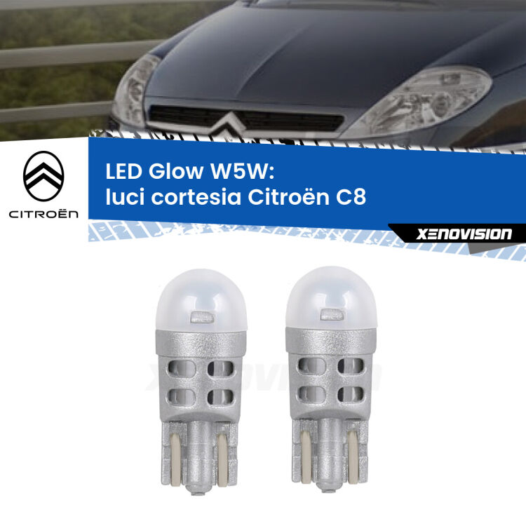 <strong>Luci Cortesia LED luce calda per Citroën C8</strong>  2002 - 2010. Coppia lampade <strong>W5W</strong> modello Glow di Xenovision.