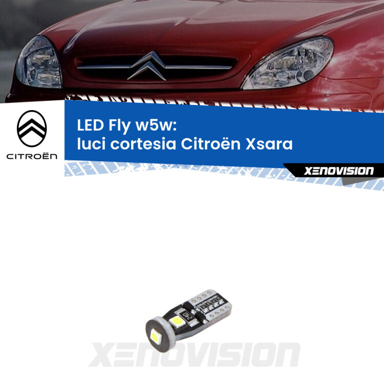 <strong>luci cortesia LED per Citroën Xsara</strong>  1997 - 2005. Coppia lampadine <strong>w5w</strong> Canbus compatte modello Fly Xenovision.