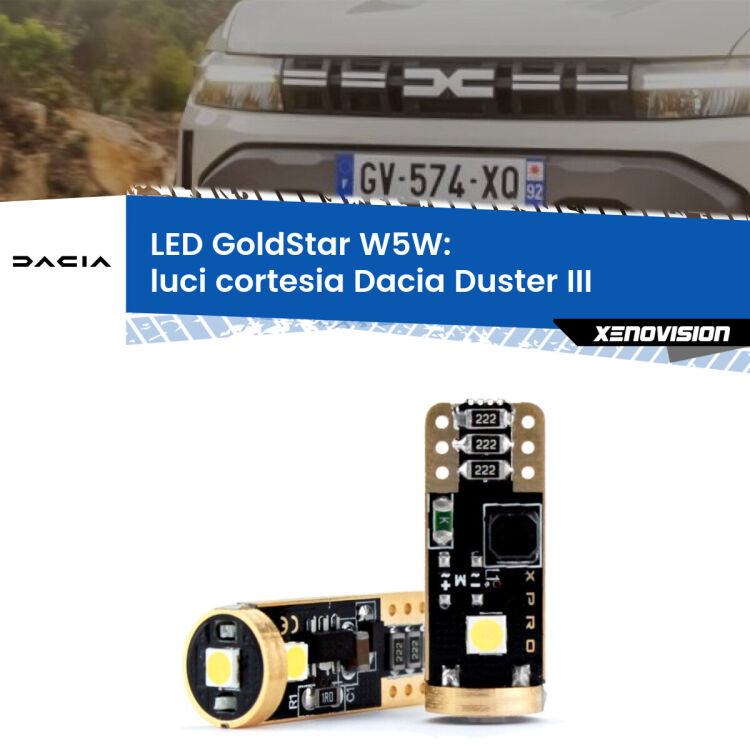 <strong>Luci Cortesia LED Dacia Duster</strong> III 2024 in poi: ottima luminosità a 360 gradi. Si inseriscono ovunque. Canbus, Top Quality.