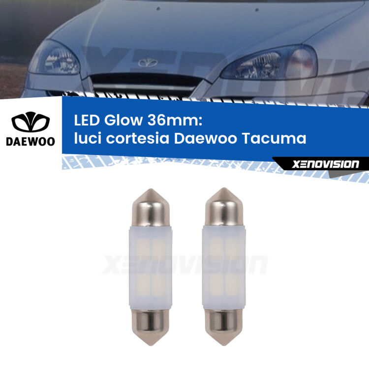 <strong>Luci Cortesia LED luce calda per Daewoo Tacuma</strong>  2000 - 2005. Coppia lampade <strong>C5W</strong> 36mm modello Glow di Xenovision.