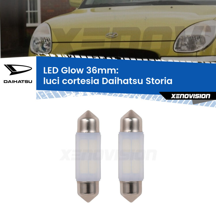 <strong>Luci Cortesia LED luce calda per Daihatsu Storia</strong>  1998 - 2005. Coppia lampade <strong>C5W</strong> 36mm modello Glow di Xenovision.