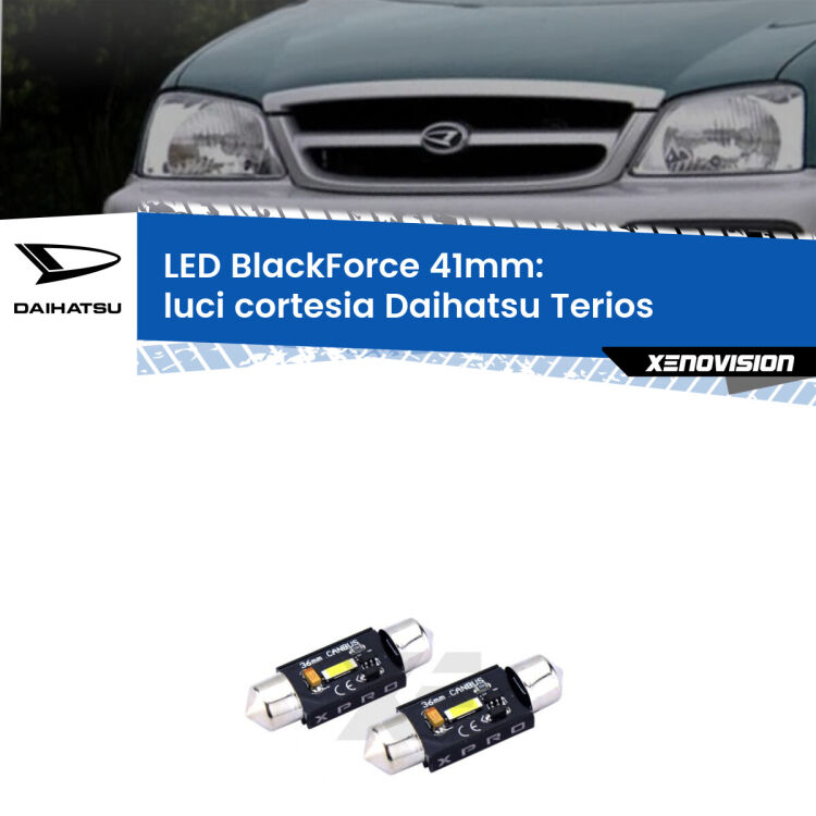 <strong>LED luci cortesia 41mm per Daihatsu Terios</strong>  anteriori. Coppia lampadine <strong>C5W</strong>modello BlackForce Xenovision.