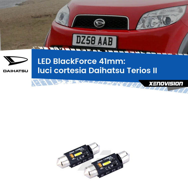 <strong>LED luci cortesia 41mm per Daihatsu Terios</strong> II anteriori. Coppia lampadine <strong>C5W</strong>modello BlackForce Xenovision.