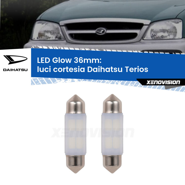 <strong>Luci Cortesia LED luce calda per Daihatsu Terios</strong>  posteriori. Coppia lampade <strong>C5W</strong> 36mm modello Glow di Xenovision.