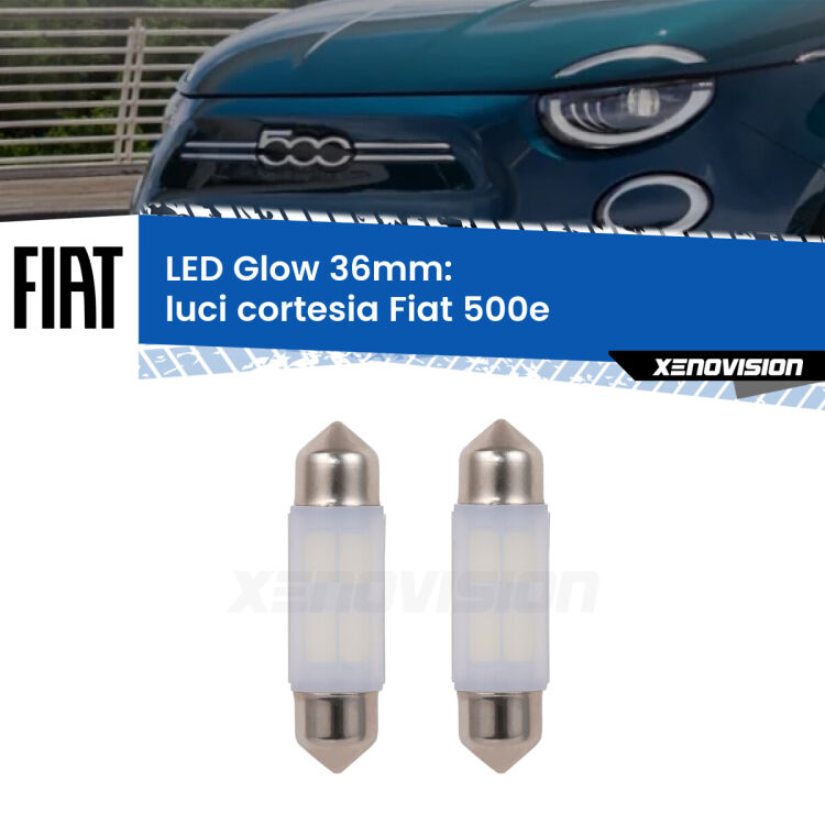 <strong>Luci Cortesia LED luce calda per Fiat 500e</strong>  in poi. Coppia lampade <strong>C5W</strong> 36mm modello Glow di Xenovision.