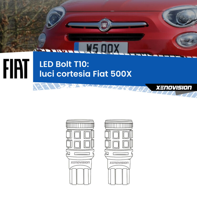 <strong>Luci Cortesia LED per Fiat 500X</strong>  2014 in poi. Coppia lampade <strong>T10</strong> modello Bolt canbus.