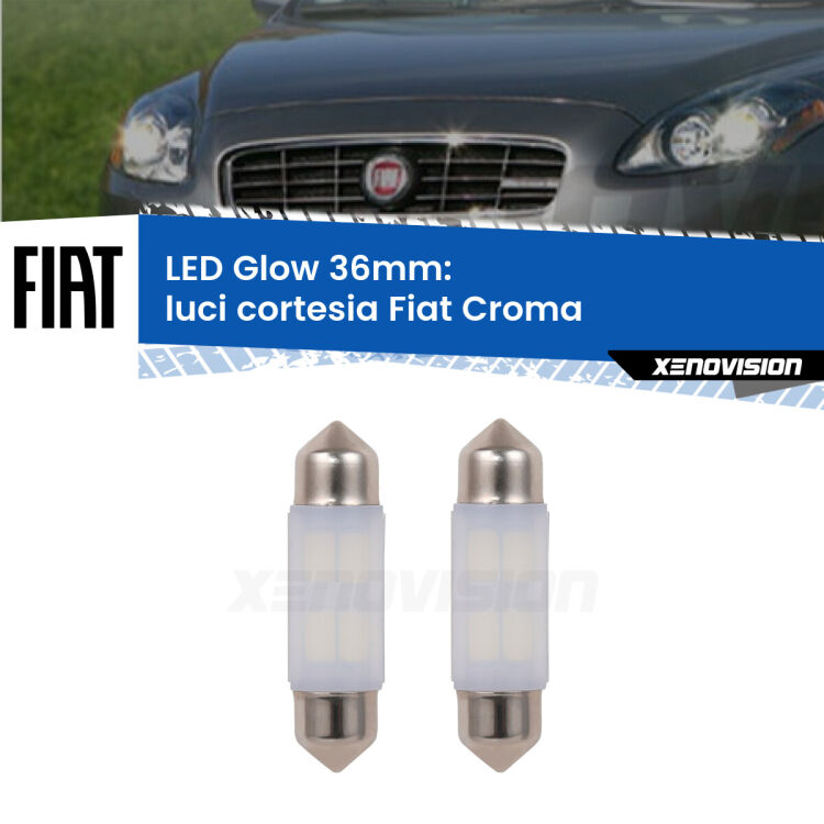 <strong>Luci Cortesia LED luce calda per Fiat Croma</strong>  posteriori. Coppia lampade <strong>C5W</strong> 36mm modello Glow di Xenovision.