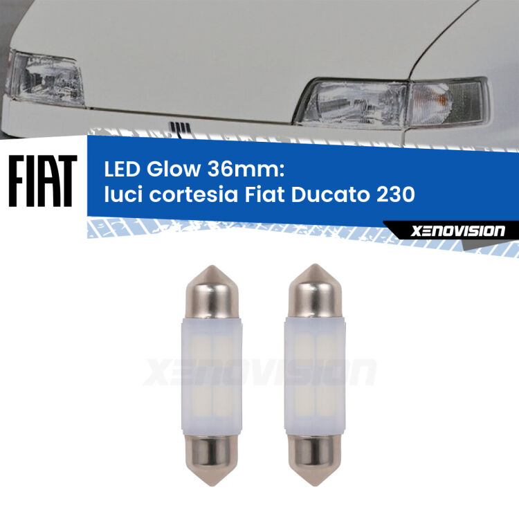 <strong>Luci Cortesia LED luce calda per Fiat Ducato</strong> 230 1994 - 2002. Coppia lampade <strong>C5W</strong> 36mm modello Glow di Xenovision.