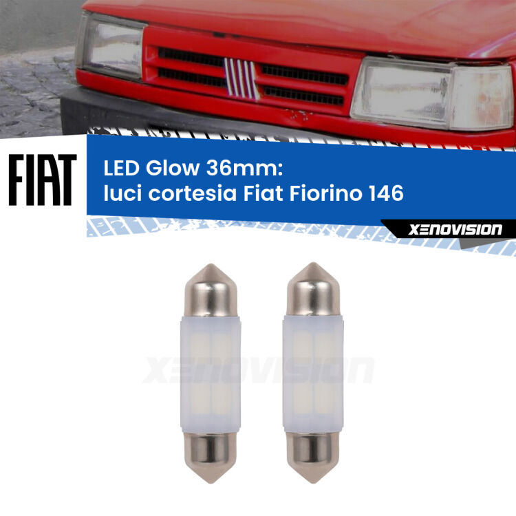 <strong>Luci Cortesia LED luce calda per Fiat Fiorino</strong> 146 1988 - 2001. Coppia lampade <strong>C5W</strong> 36mm modello Glow di Xenovision.