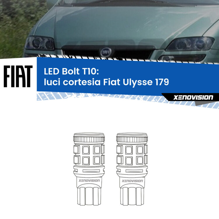 <strong>Luci Cortesia LED per Fiat Ulysse</strong> 179 2002 - 2011. Coppia lampade <strong>T10</strong> modello Bolt canbus.