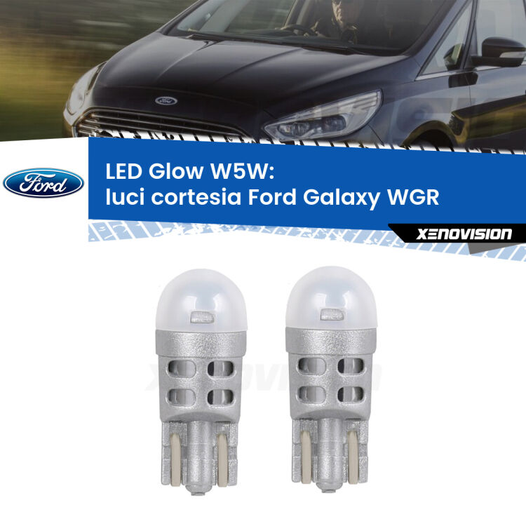 <strong>Luci Cortesia LED luce calda per Ford Galaxy</strong> WGR laterali. Coppia lampade <strong>W5W</strong> modello Glow di Xenovision.