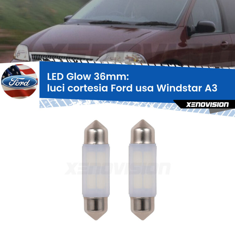 <strong>Luci Cortesia LED luce calda per Ford usa Windstar</strong> A3 1995 - 2000. Coppia lampade <strong>C5W</strong> 36mm modello Glow di Xenovision.