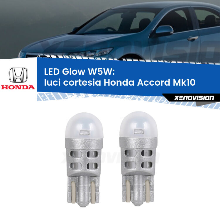 <strong>Luci Cortesia LED luce calda per Honda Accord</strong> Mk10 2017 in poi. Coppia lampade <strong>W5W</strong> modello Glow di Xenovision.