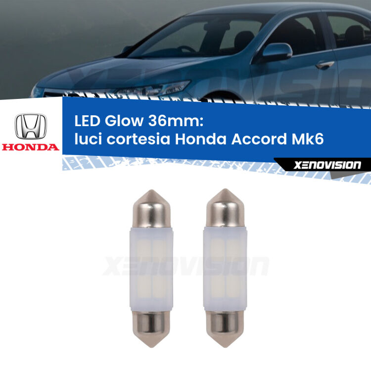 <strong>Luci Cortesia LED luce calda per Honda Accord</strong> Mk6 1997 - 2002. Coppia lampade <strong>C5W</strong> 36mm modello Glow di Xenovision.