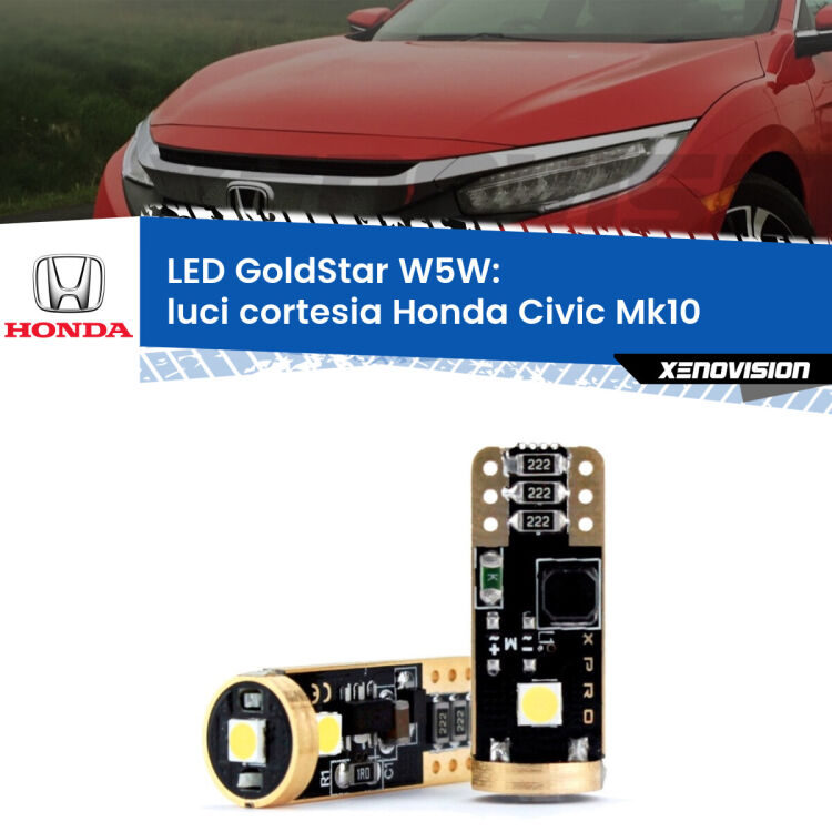 <strong>Luci Cortesia LED Honda Civic</strong> Mk10 2016 - 2020: ottima luminosità a 360 gradi. Si inseriscono ovunque. Canbus, Top Quality.