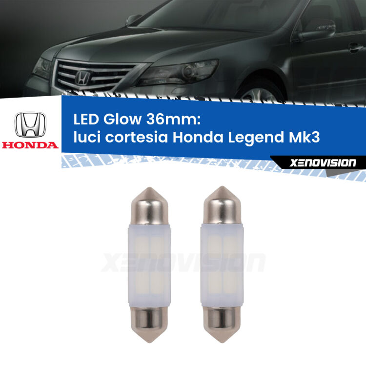 <strong>Luci Cortesia LED luce calda per Honda Legend</strong> Mk3 1996 - 2004. Coppia lampade <strong>C5W</strong> 36mm modello Glow di Xenovision.