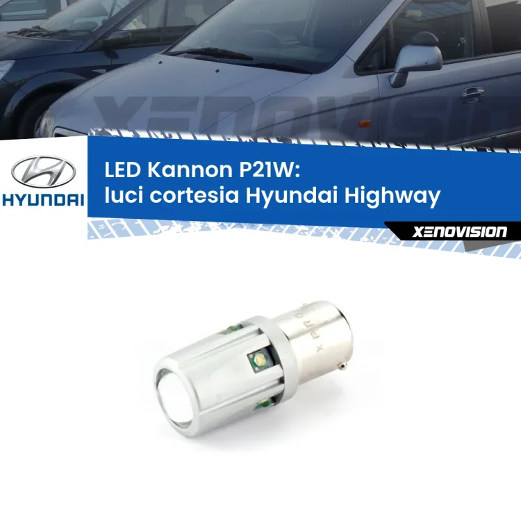 <strong>LED per Luci Cortesia Hyundai Highway  anteriori 1ª serie.</strong>Lampadina P21W con una poderosa illuminazione frontale rafforzata da 5 potenti chip laterali.