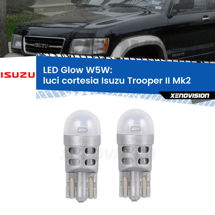 <strong>Luci Cortesia LED luce calda per Isuzu Trooper II</strong> Mk2 posteriori. Coppia lampade <strong>W5W</strong> modello Glow di Xenovision.