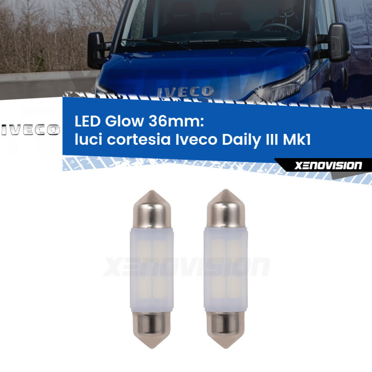 <strong>Luci Cortesia LED luce calda per Iveco Daily III</strong> Mk1 2014 - 2016. Coppia lampade <strong>C5W</strong> 36mm modello Glow di Xenovision.