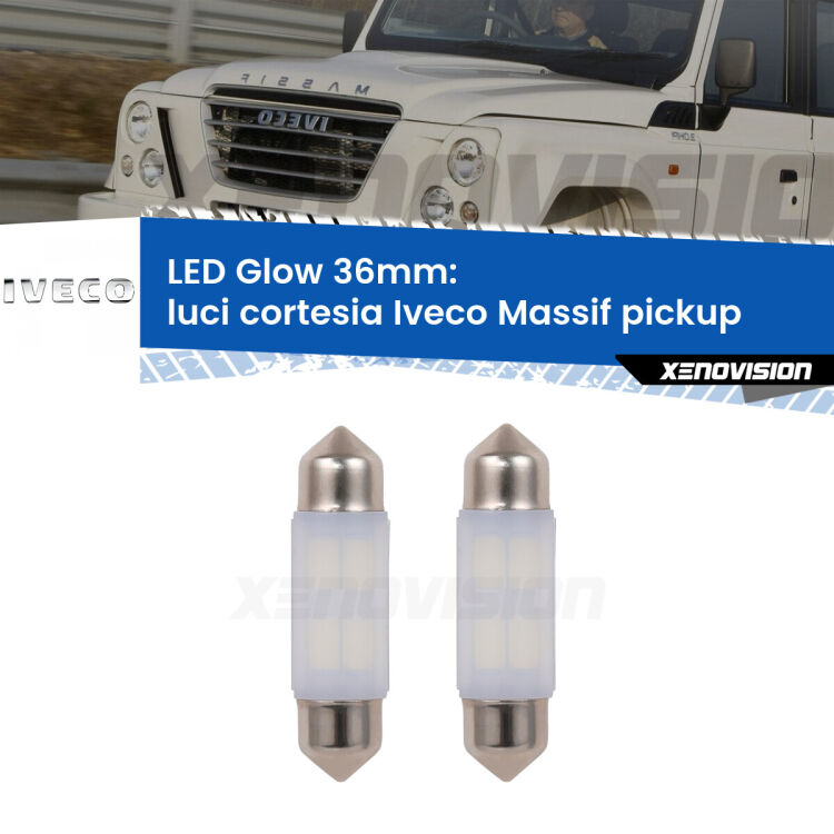 <strong>Luci Cortesia LED luce calda per Iveco Massif pickup</strong>  2008 - 2011. Coppia lampade <strong>C5W</strong> 36mm modello Glow di Xenovision.